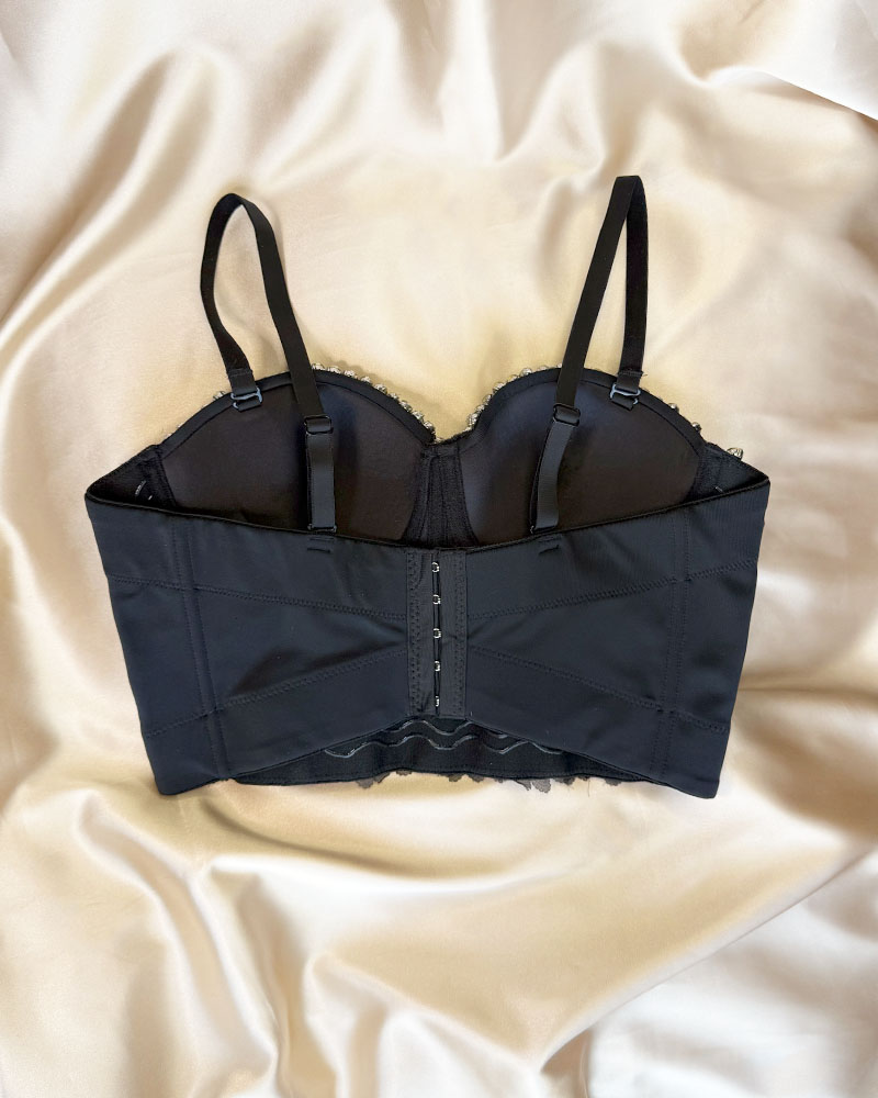 Black Bustier with Large Sequin Stone Details Black Bustier with Large Sequin Stone Details