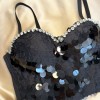 Black Bustier with Large Sequin Stone Details Black Bustier with Large Sequin Stone Details